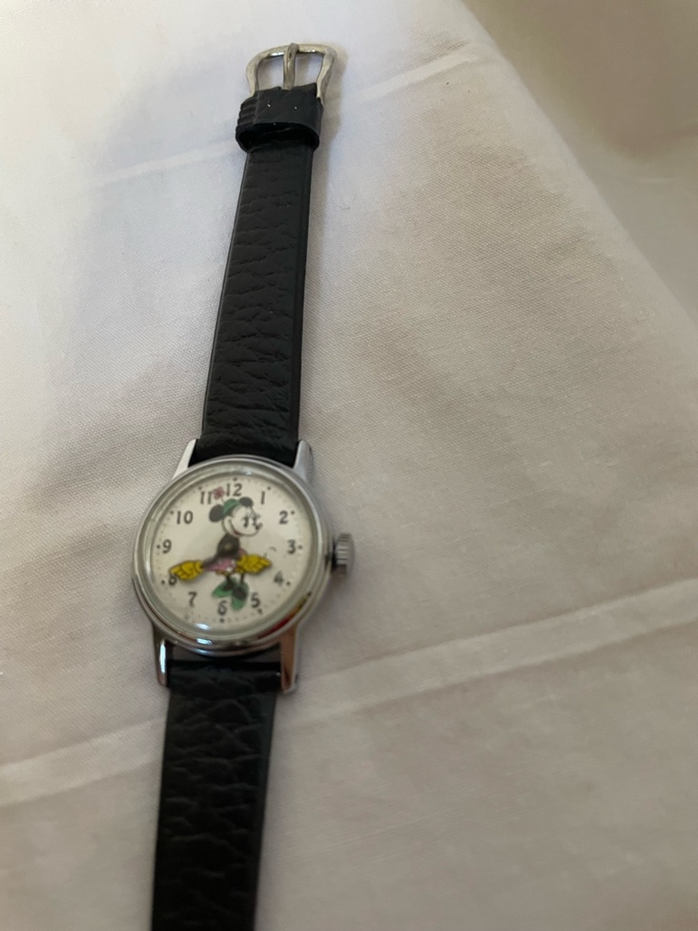 Vintage Mickey Mouse Motion Hand Watch - Black Strap